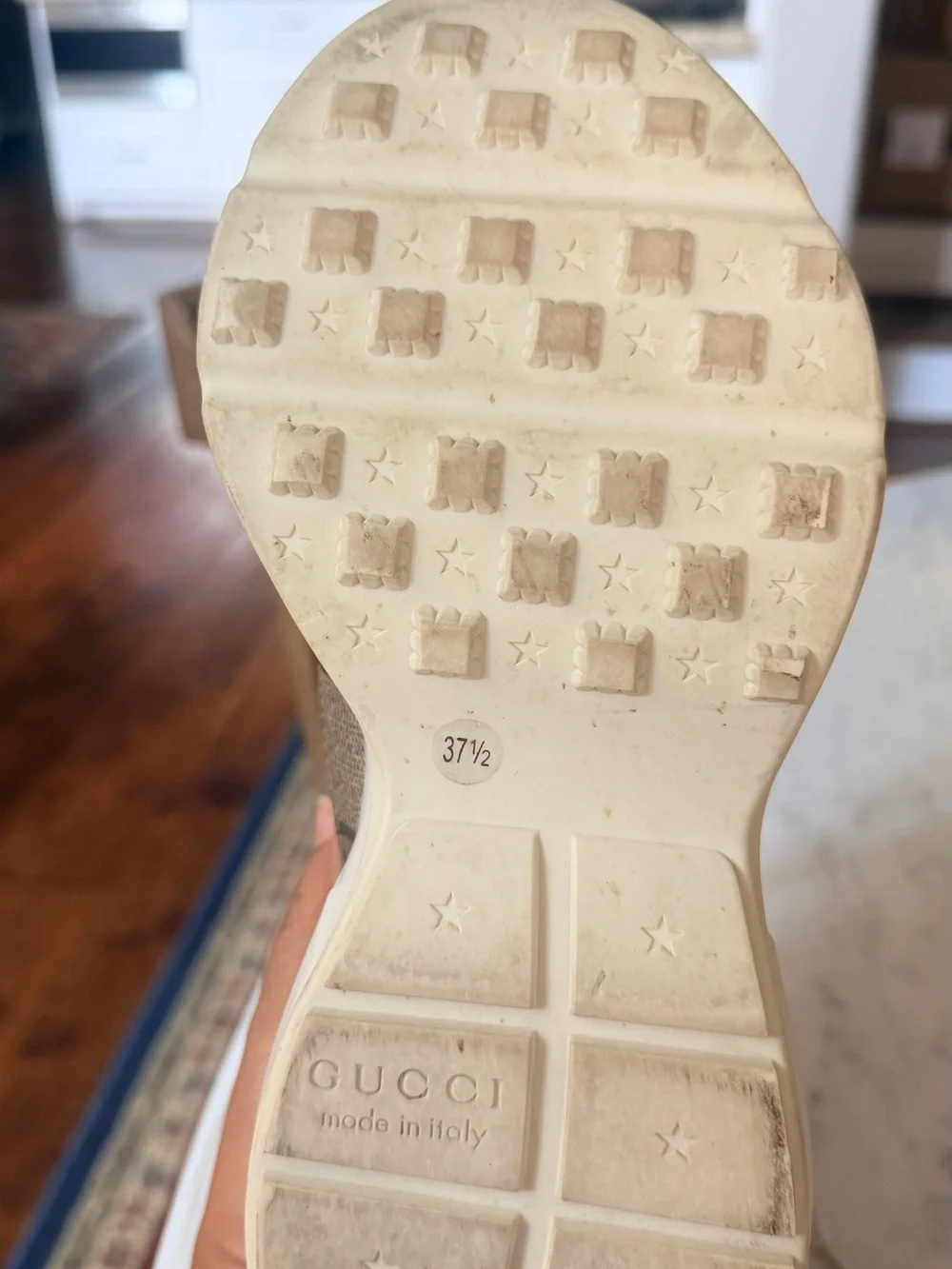 Women Gucci Rhyton Logo-Print Sneakers in Beige